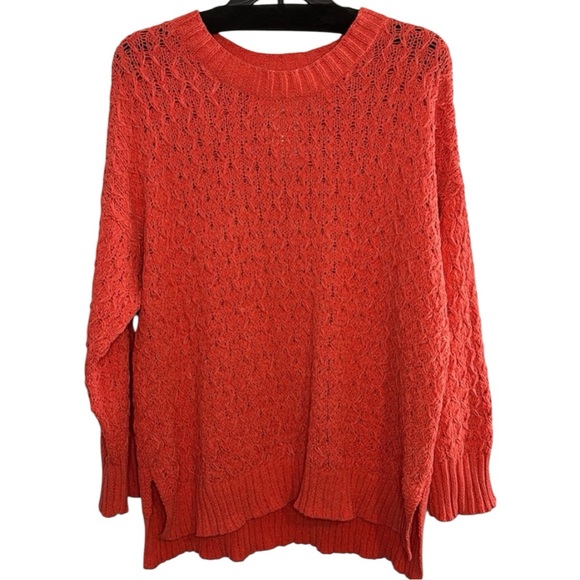 Seven7 Sweater Coral Crewneck Tunic High Low Chenille‎ in Size XXL  NWT - Picture 1 of 13